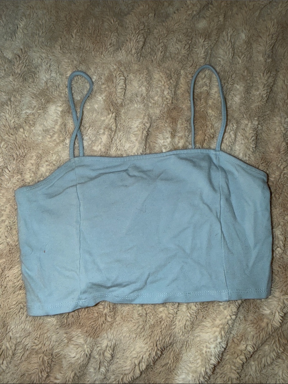 Light Blue Spaghetti Strap Crop Tank Top